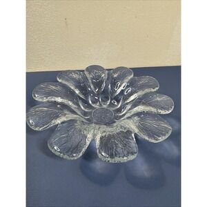 VTG MCM HOLMEGAARD Denmark‎ Glass FLOWER Bowl Dish Sunflower Clear Trinket